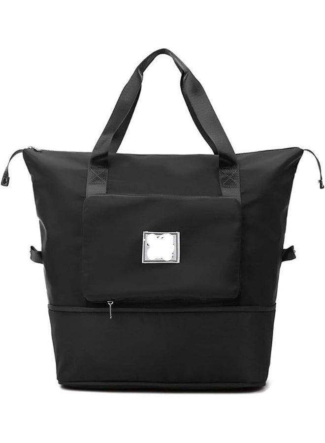 Expandable and foldable travel and sports bag – waterproof and large capacity, unisex (black) - Image 1